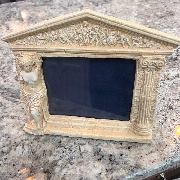 Acropolis Plaster Picture Frame -5 x 6.25 Glass -Ivory Decorative Greek Themed - Picture 1 of 8